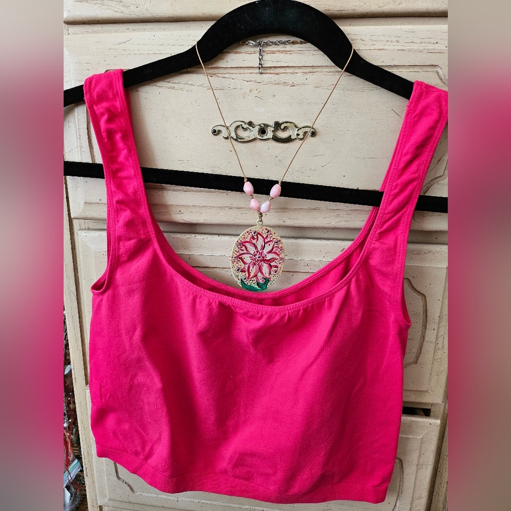Free People 🌼 Intimately Hot Pink🌸 Crop Tank♡NWOT